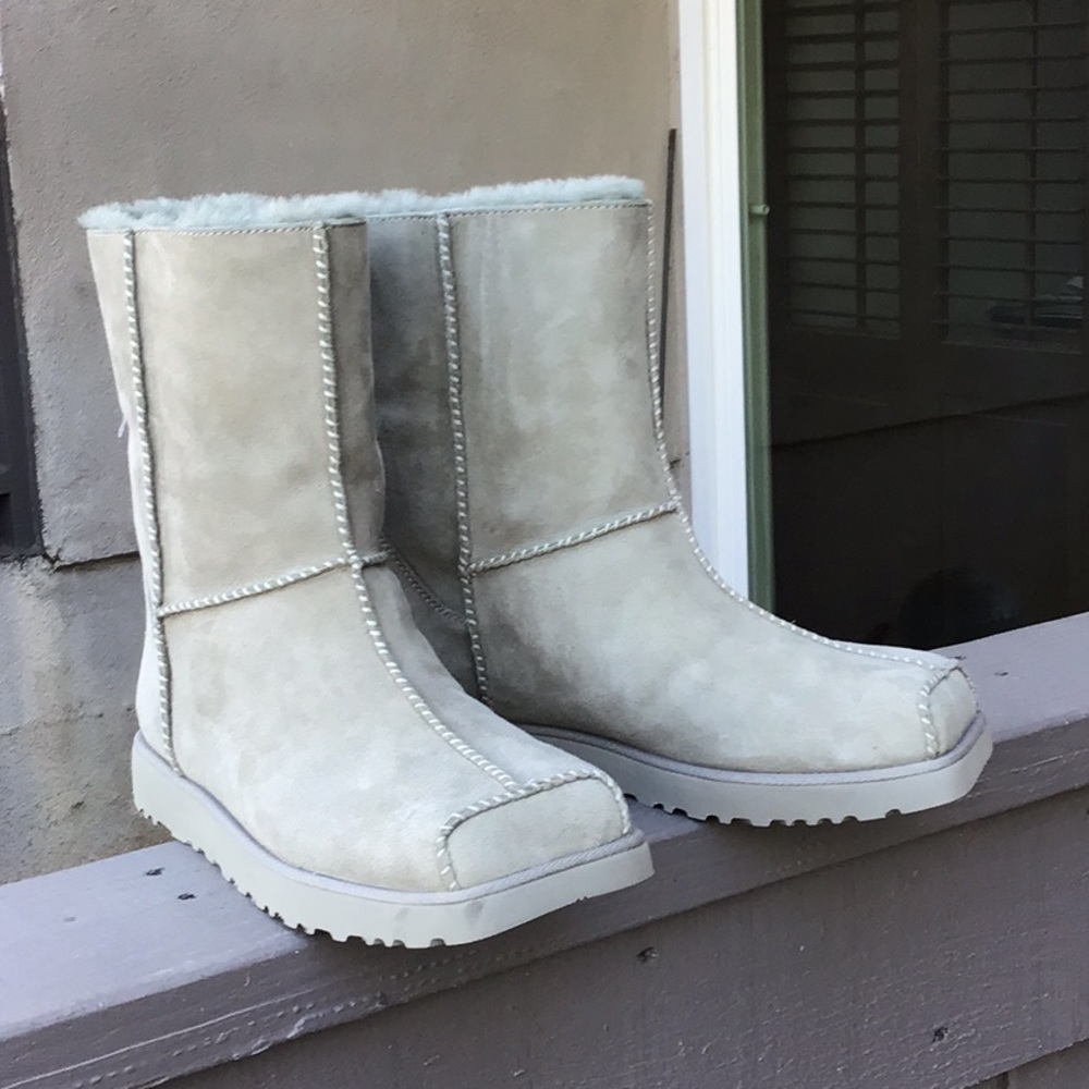 UGG+Eckhaus Latta Grey **Brand New** Suede Shearling Boots women 10 men 9